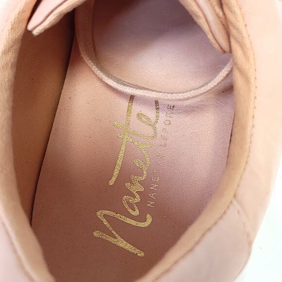 Nanette Lepore Sneakers Size 10 Wesley Dusty Pink Lace Up Gold Floral - Picture 7 of 10